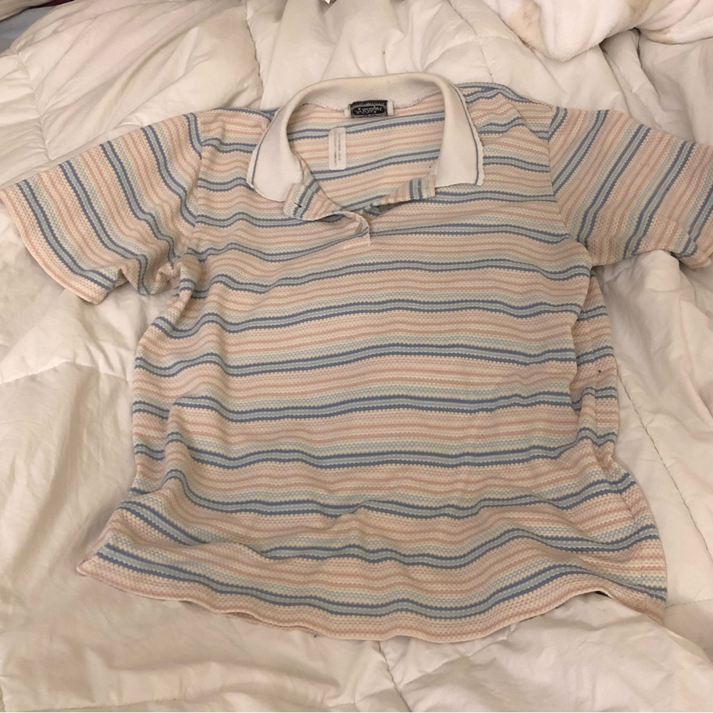 The Villager Pastel Striped Collared Top